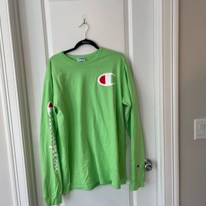 neon green champion logo long sleeve women’s xl